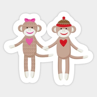 Sock Monkey Wedding Couple Sticker